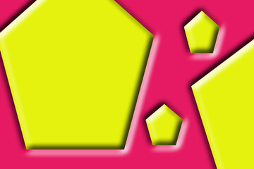 Luxurious simple and modern basic shape paper cut design with yellow and pink colour