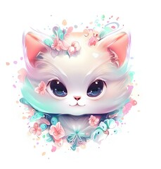 Fototapeta premium Cute cat print for vectorization