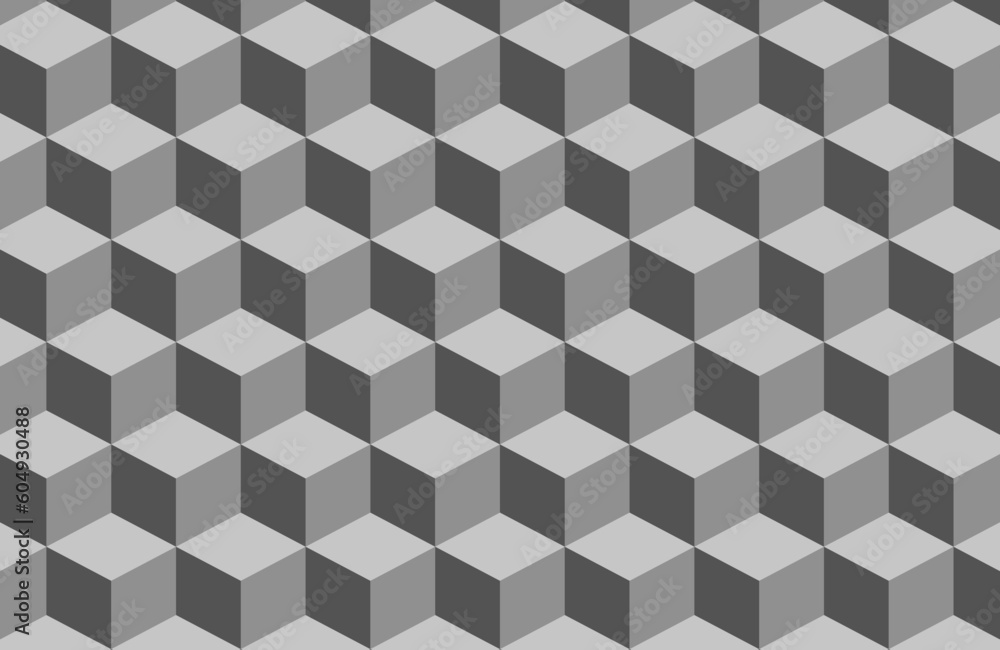 Poster 3d grey cube seamless pattern. vector background.