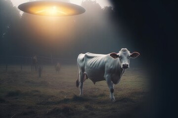 world ufo day, flying in space, Exploring extraterrestrial civilization, aliens, strangers, flying saucer, abduction, 2 July, green humans. unidentified flying objects. Generative AI