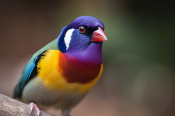 Fototapeta na wymiar Beautiful multi colored Gouldian finch bird from Australia
