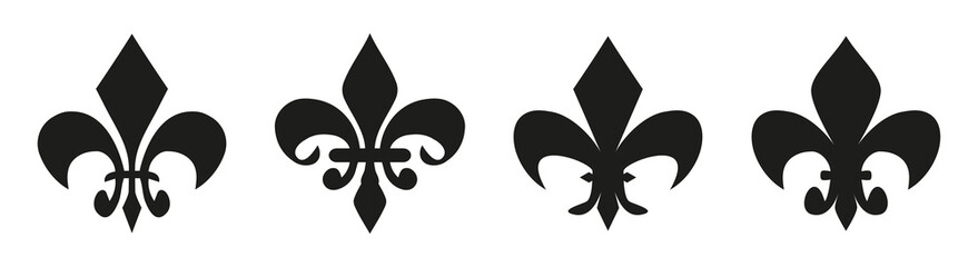 Set of Fleur de lis symbol. French heraldic lily. - obrazy, fototapety, plakaty