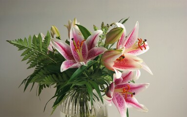 bouquet of lilies close up.