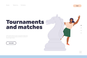 Landing page design template for service offering online tournament and matches for chess gamers