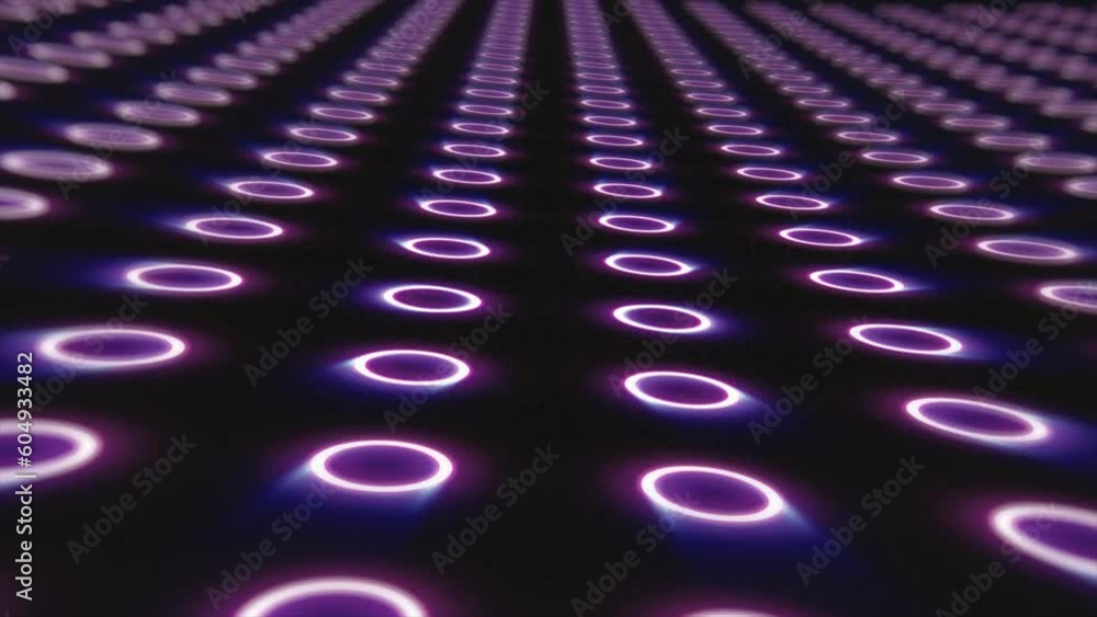 Poster Abstract purple pattern of glowing geometric circles loop futuristic hi-tech black background