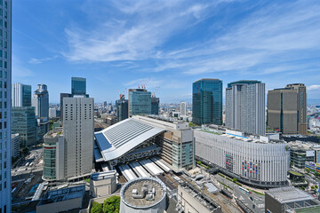 快晴の大阪駅の俯瞰写真　【大阪風景写真】