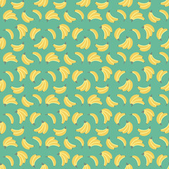 Fototapeta premium Banana seamless pattern, Yellow fruit background, Exotic fruit print, Stylish seamless background with bananas, Endless cartoon fruit wallpaper, Wrapping paper, banner, poster, print