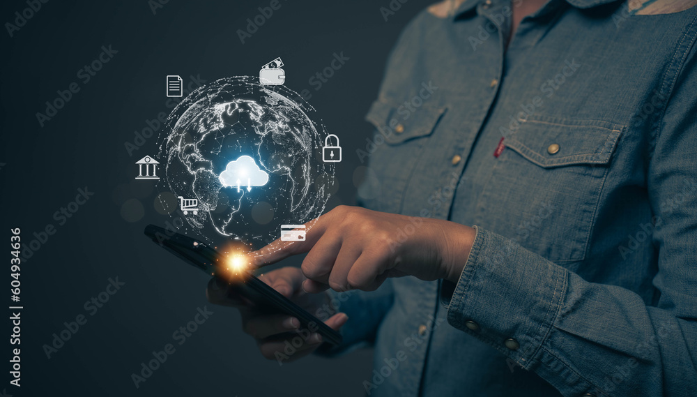Poster cloud technology concept. mass storage. the concept of network connection and internet service. onli