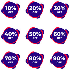 SALE BADGE TEMPLATE DESIGN SET. OFFER WITH DIFFERENT DISCOUNT PROMOTION.MODERN SET DESIGN VECTOR FOR YOUR BUSINESS