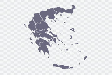 Greece Map pewter Color on White Background quality files Png