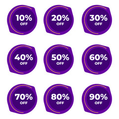 SALE BADGE TEMPLATE DESIGN SET. OFFER WITH DIFFERENT DISCOUNT PROMOTION.MODERN SET DESIGN VECTOR FOR YOUR BUSINESS