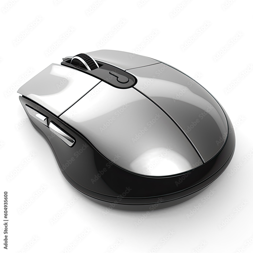 Poster wireless computer mouse isolated on white background generative ai