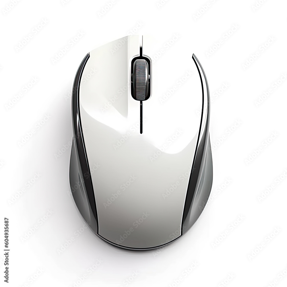 Poster wireless computer mouse isolated on white background generative ai