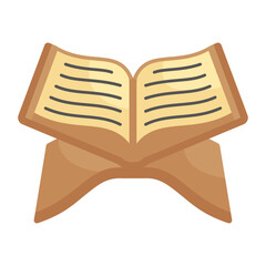 Kuran with Rail Vector color Icon Design, Eid al-Adha or Eid-ul-Kabir Symbol, Hajj Sign, Muslims religious Festival Stock illustration, Quran Religious Islamic Book Concept, 