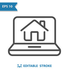 Online Real Estate Icon. Laptop, Computer, Home, House