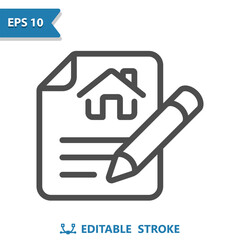 Contract Icon. Mortgage, Lease, Home, House, Document, Pencil
