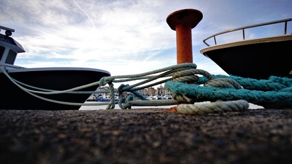red industrial mooring with ropes