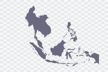 Southeast Asia Map pewter Color on White Background quality files Png
