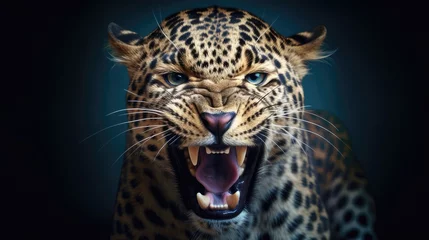 Foto op Plexiglas Angry leopard head generative AI © Alexander Beker