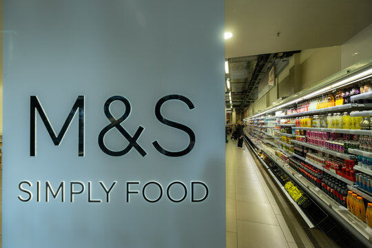 London- M & S Simply Food store inside One New Change in the City of London.