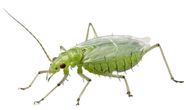 Close up of an aphid insect isolated on white background as transparent PNG, generative AI animal