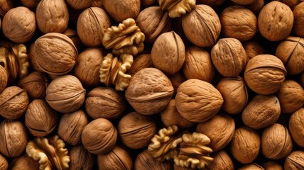 closeup walnuts seamless background AI generative 