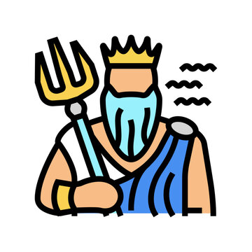 poseidon greek god mythology color icon vector. poseidon greek god mythology sign. isolated symbol illustration