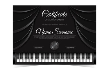 Luxury and Realistic Thematic Music Piano Professional Certificate Template