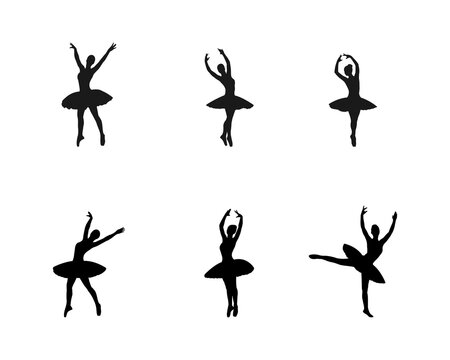 Beautiful set of ballerinas. ballet dance poses.Set of silhouettes of ballerinas in dances, movements, positions.set of silhouettes dancing in various poses and positions.isolated on white background.