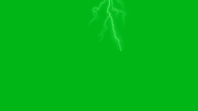 Thunder storms motion graphic effects on green screen background. 