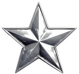 Obraz premium Metallic silver star isolated on a white background as transparent PNG, generative AI