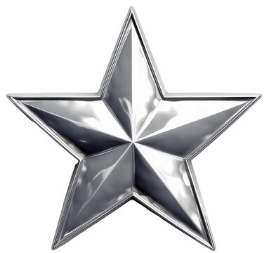 Metallic silver star isolated on a white background as transparent PNG, generative AI