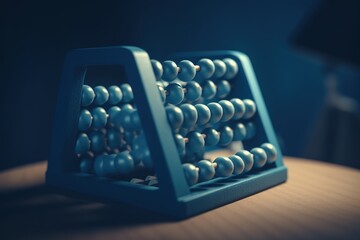 A blue toy abacus for brain development in duotone style   .Generative AI - obrazy, fototapety, plakaty