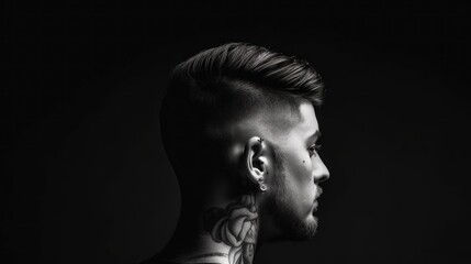 Fototapeta na wymiar A man with a tattoo on his neck. Generative AI image.