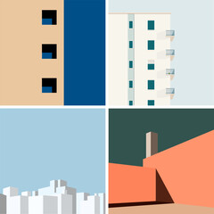 Vector building. Contemporary geometry architecture building in modern style. Modern posters with geometric building
