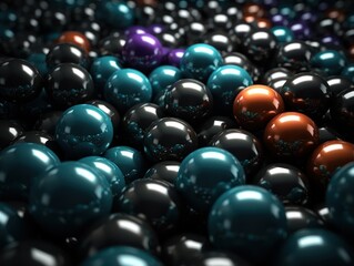 Futuristic abstract spheres geometric background created with Generative AI technology.