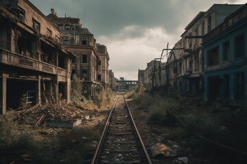 Fototapeta na wymiar city in ruins.Generative AI