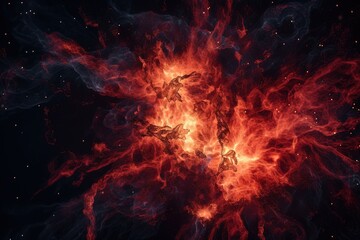 Fototapeta na wymiar Fiery burst in dark cosmos .highly detailed cinematic.Generative AI