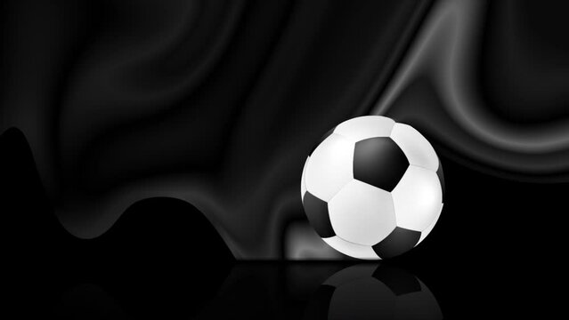 Wavy sport motion background with blue particles and soccer ball. Video animation Ultra HD 4K 3840x2160