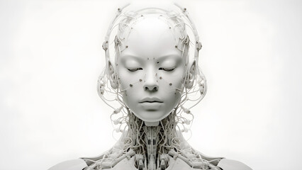AI Artificial intelligence humanoid copy space, Artificial Intelligence technology concept, Generative AI illustration	

