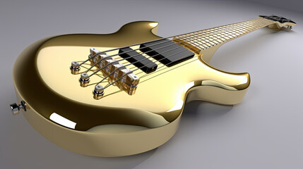 Fototapeta na wymiar detail of golden electric guitar neck Generative AI