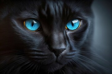 Black Cat: Captivating Gaze. Ai