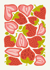 Fruits abstract elements. Food and healsy composition. Modern trendy Matisse minimal style. Fruits poster, invite. Vector arrangements for greeting card or invitation design