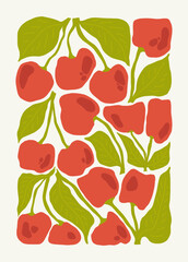 Fruits abstract elements. Food and healsy composition. Modern trendy Matisse minimal style. Fruits poster, invite. Vector arrangements for greeting card or invitation design