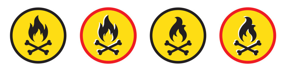 Fire warning icon. Flammable icon, vector illustration