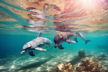 Delfine schwimmen im Wasser
