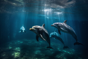 Fototapeta premium Delfine schwimmen im Wasser