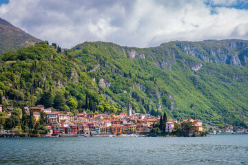 Scenic view of Varenna on the eastern shore of Lake Como, Italy