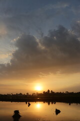 silhouette view at sunset