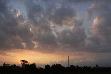 silhouette view at sunset